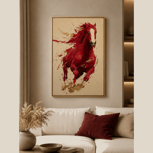 Red Horse Abstract Wall Frame
