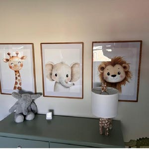Watercolor Safari Baby Animals Set of 3