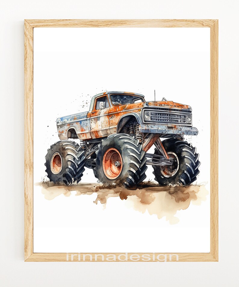 Set of 3 Rustic Car Prints for Kids' Room & Nursery Decor