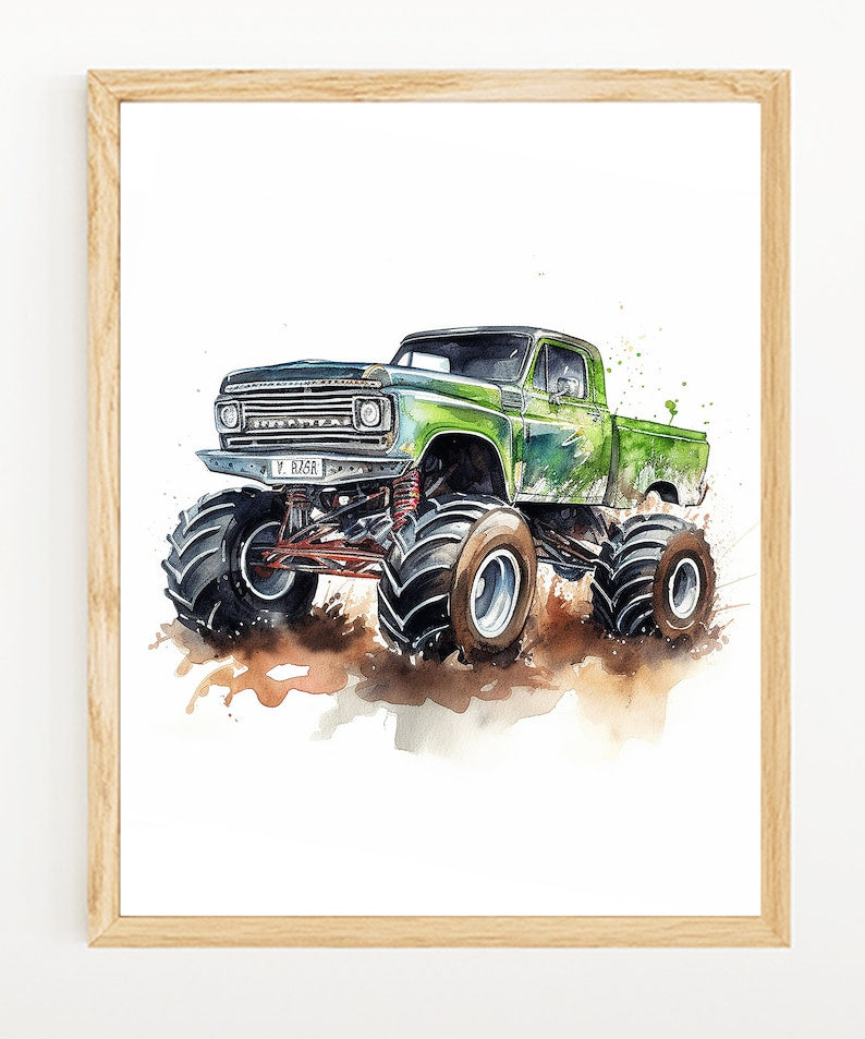 Set of 3 Rustic Car Prints for Kids' Room & Nursery Decor