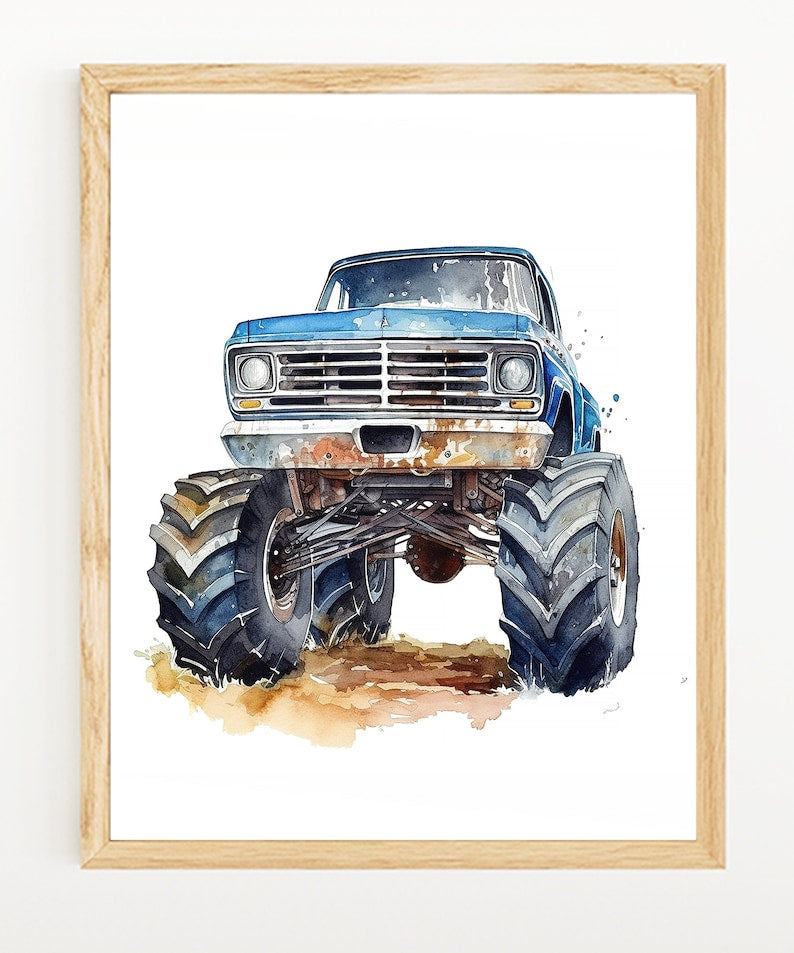 Set of 3 Rustic Car Prints for Kids' Room & Nursery Decor