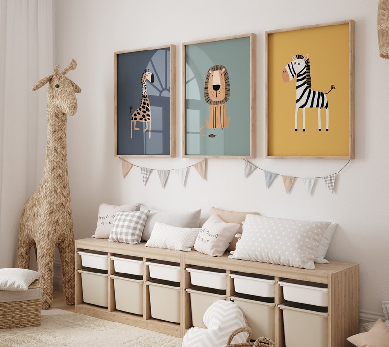 Safari Friends Trio Art Print Set of 3