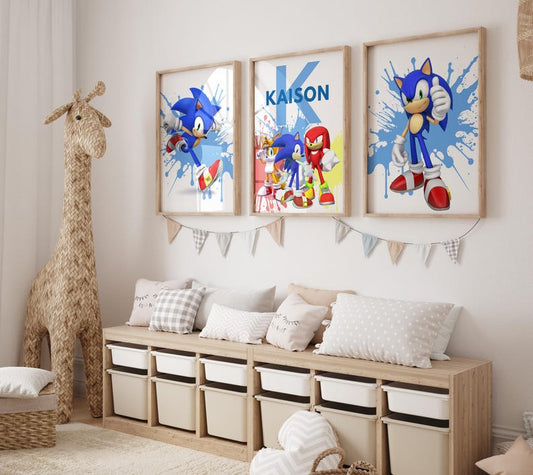 Custom Name Gaming Prints for Boys' Bedroom Decor