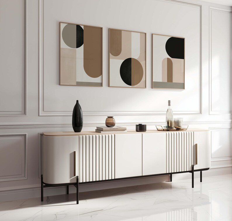 Modern Abstract Geometric Triptych Wall Art
