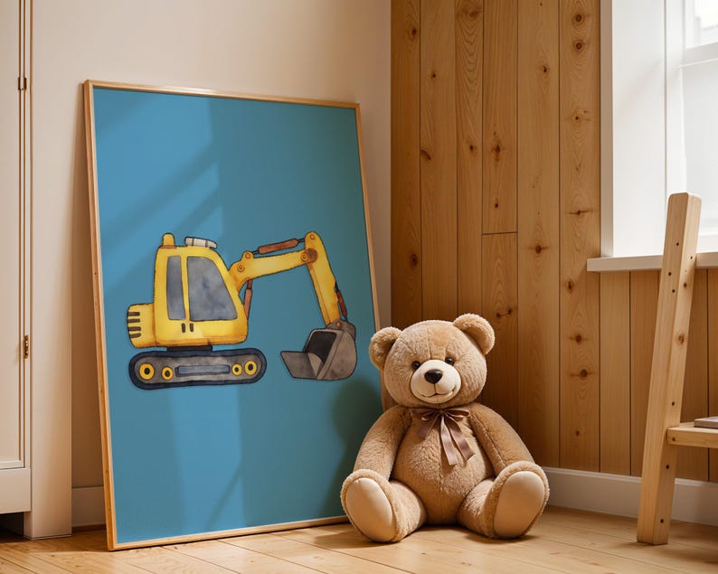 3-Piece Kids Construction Vehicle Wall Art