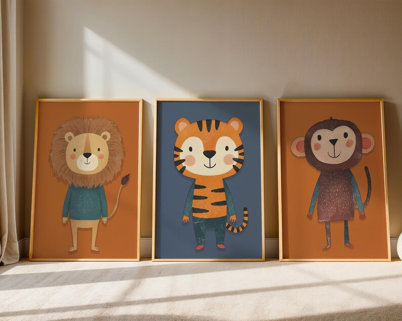 3-Piece Kids Animal Wall Art