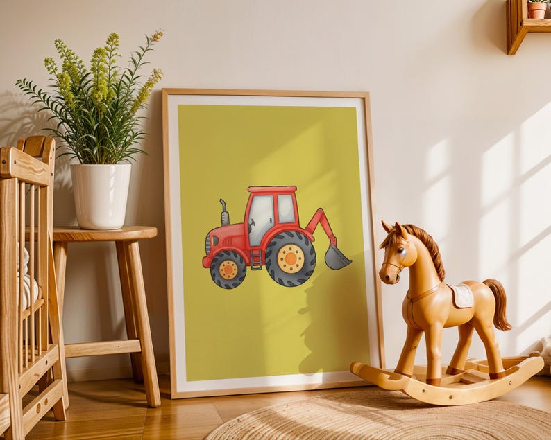 3-Piece Kids Construction Vehicle Wall Art