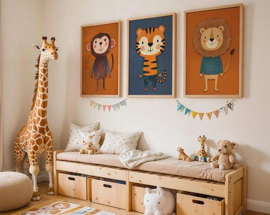 3-Piece Kids Animal Wall Art