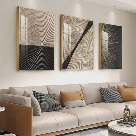 Luxury Black White Gold Wall Art Set of 3pcs